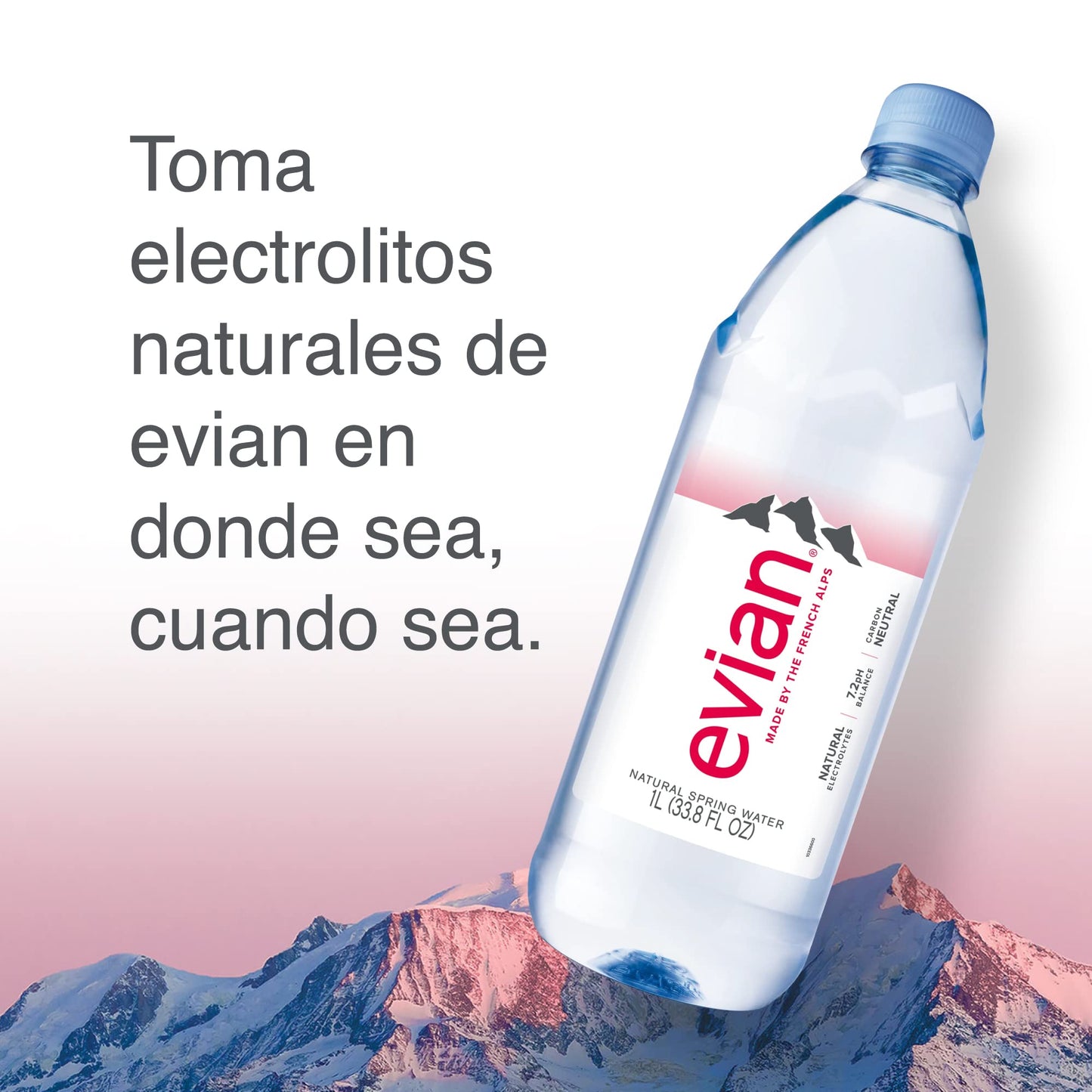 evian Natural Spring Water, Premium Water Bottles, 33.8 Fl Oz (Pack of 12)