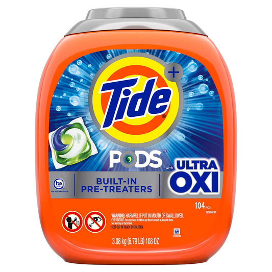 Tide Pods with Ultra Oxi HE Laundry Detergent Pods, 104 Count