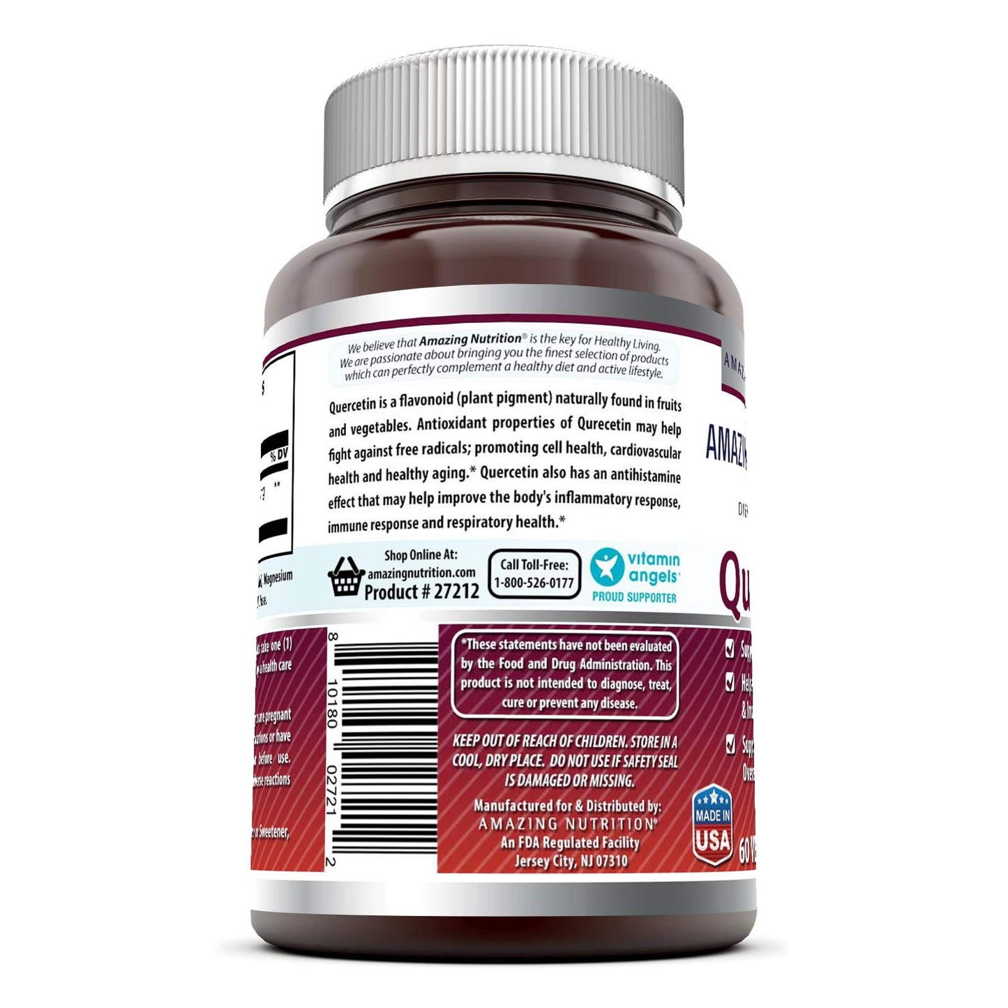 Amazing Formulas Quercetin 500 Mg, 60 Veggie Capsules (Non-GMO,Gluten Free) -Supports Cardiovascular Health - Helps Improve Anti-Inflammatory & Immune System - Supports Healthy Aging & Overall Health*