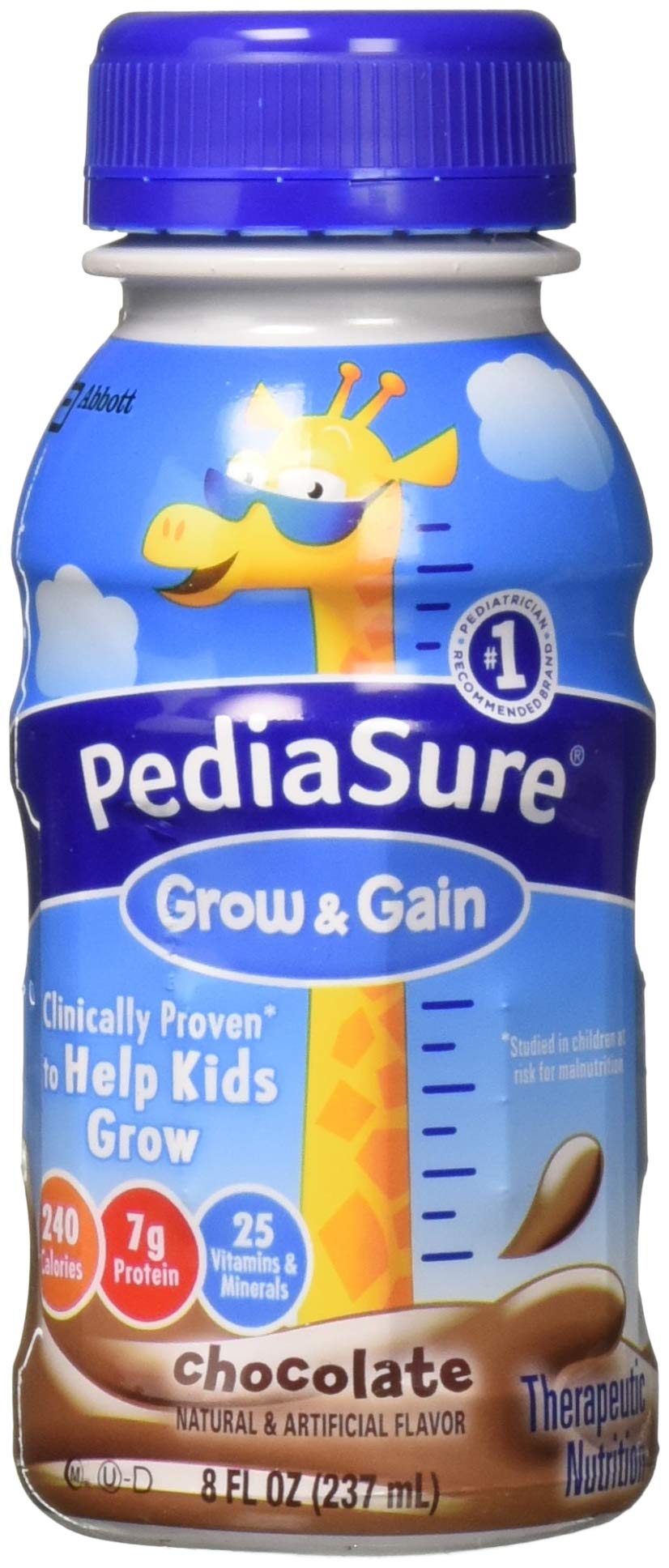 PediaSure Complete Balanced Nutrition Liquid, Chocolate Flavor, Model: 53587-8 Oz/Bottle, 24 Ea