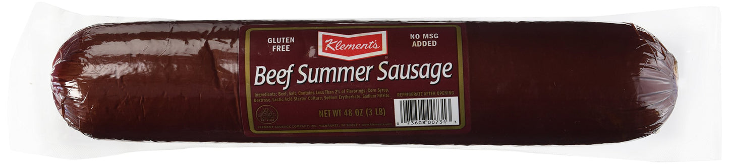 Klements beef summer sausage, 3-lb. plastic wrapped tube