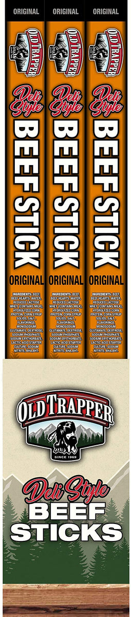 Old Trapper Original Wrapped Deli Style Sausage Sticks | Traditional Style Real Wood Smoked Beef Sticks | Healthy Protein-Packed Snacks | 1.75 Ounce (Pack of 26)
