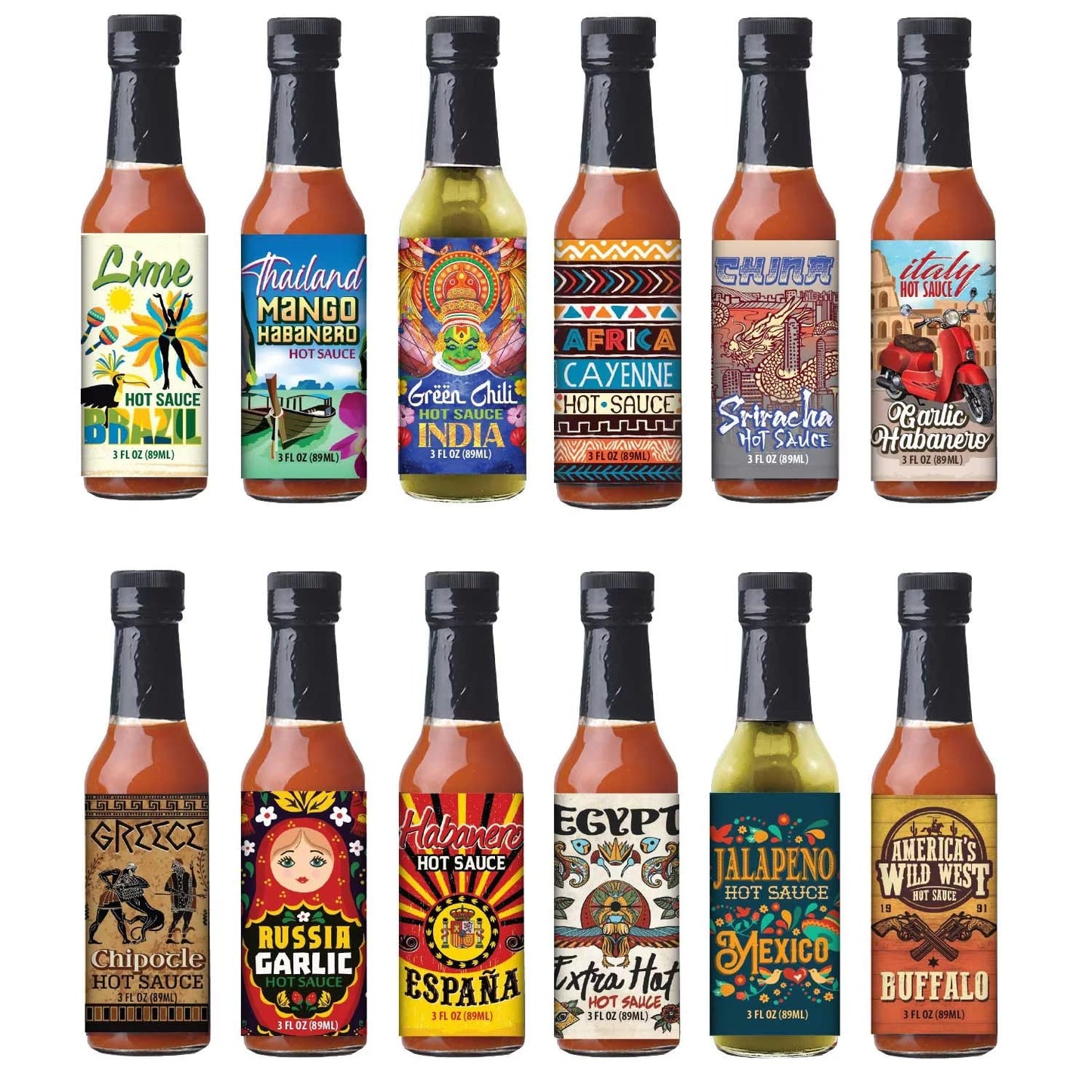 Culinary Passport Collection Hot Sauce, 12 Count (36 Ounce Total)