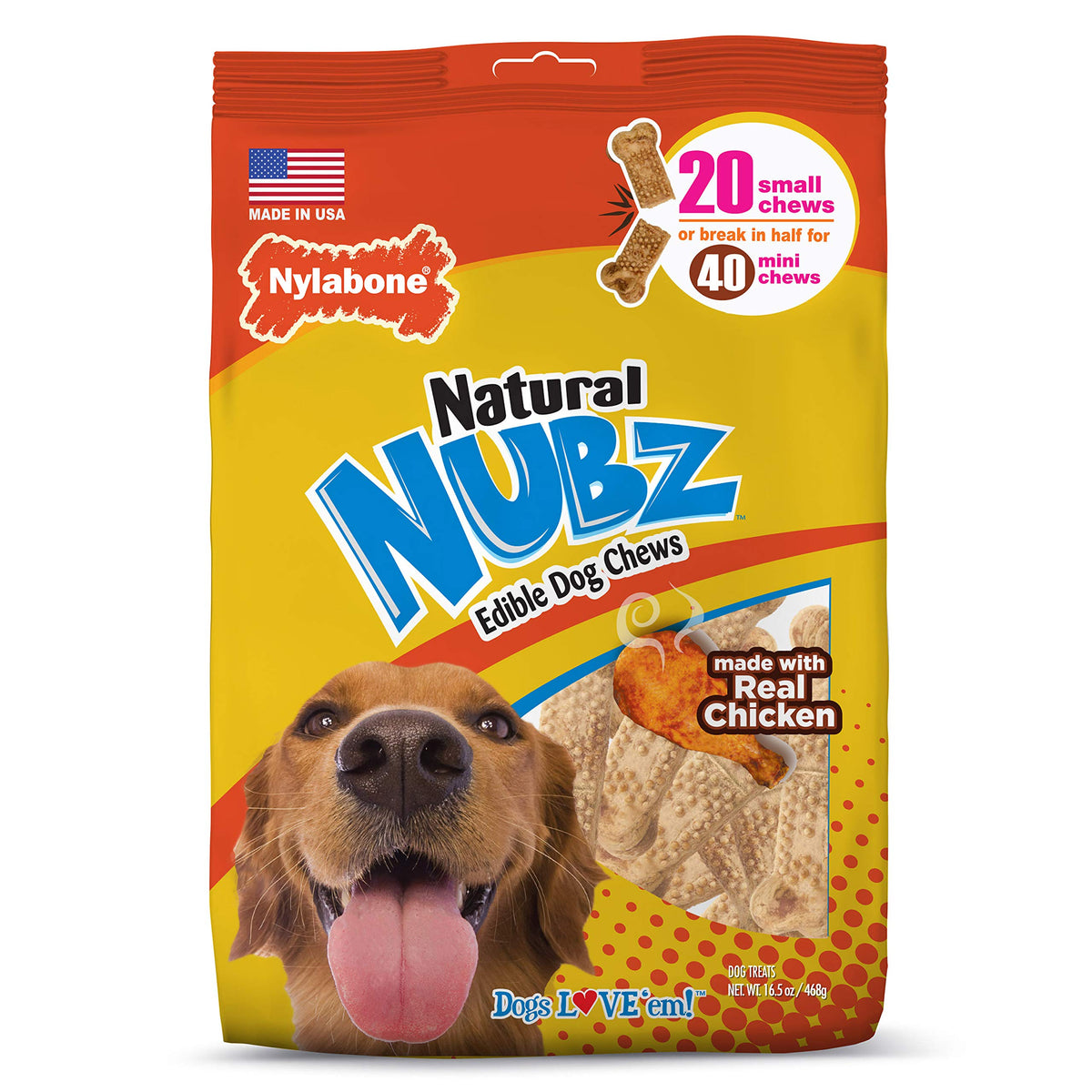 Nylabone Nubz Budz Natural Long Lasting Edible Dog Chews 20 Count Small - Up to 30 lbs.