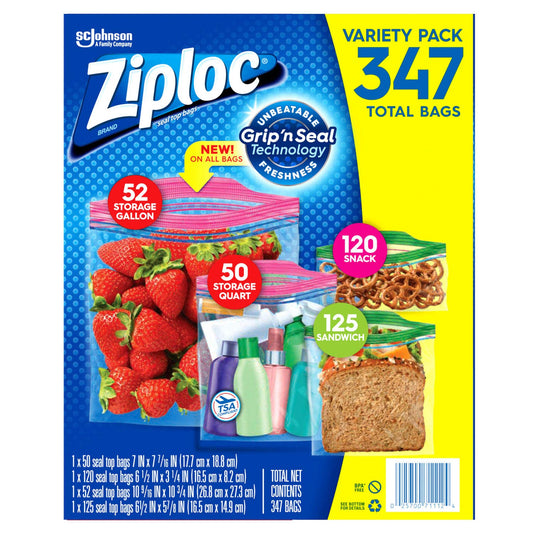 Ziploc Variety Bags Most Sizes (347 Variety Pack.)