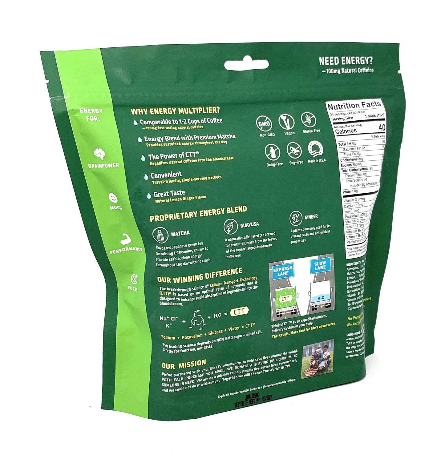 Liquid I.V. Liquid I.V. Energy Multiplier Lemon Ginger Energy Drink Mix (Net Wt 11 Ounce ),, ()