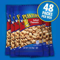PLANTERS Salted Peanuts, 1 oz. Bags (48 Pack) - Snack Size Peanuts with Sea Salt & Simple Ingredients - Convenient Snacking - On the Go Snacks - Kosher