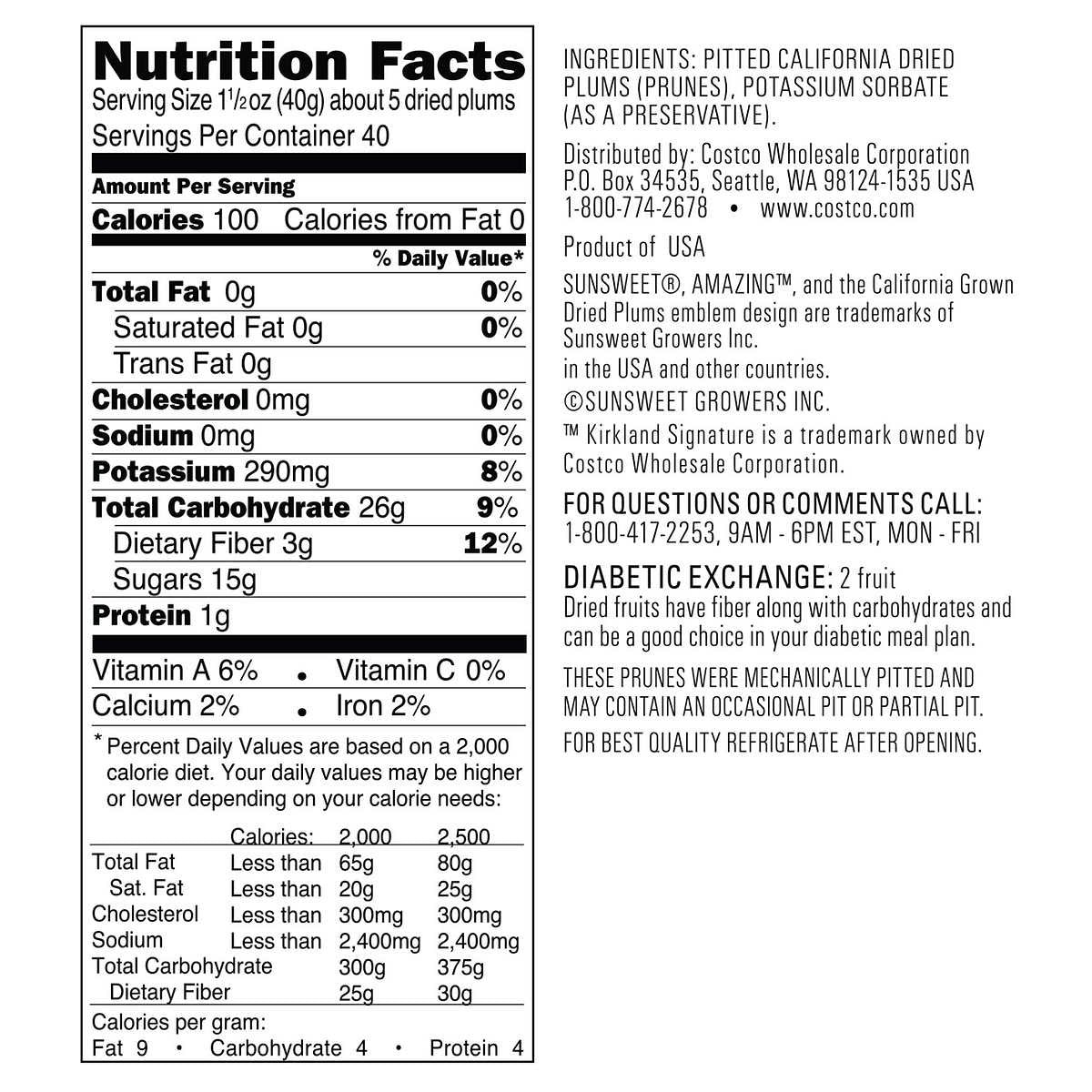 Kirkland Signatures Dried Plums Pitted Prunes, 3 Pack