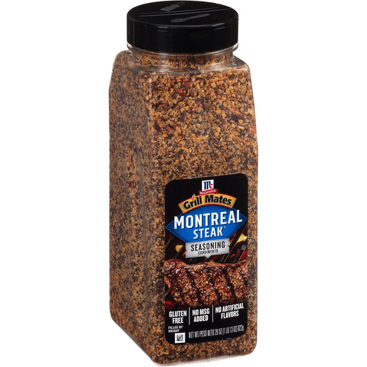 McCormick Grill Mates Montreal Steak Seasoning, 29 oz - One 29 Ounce Container Montreal Steak Rub Seasoning, Ideal for Steaks, Ribs, Burgers and Vegetables for a Zesty Flavor