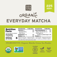 SEN CHA Naturals Organic Everyday Matcha Powder, Authentic Japanese Matcha Green Tea Powder, Premium First & Second Harvest Culinary Grade Organic Matcha Tea, Lattes & Baking, 12oz Bag (1 Pack)