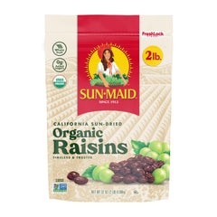 Sun-Maid Organic California Raisins Snack | 32 Ounce Bags | Pack of 2 | Whole Natural Dried Fruit | No Sugar Added | Naturally Gluten Free | Non-GMO | Vegan And Vegetarian Friendly