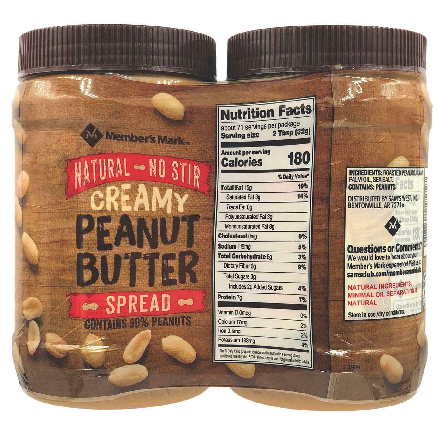 Member's Mark Natural Peanut Butter, 80 Ounce