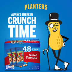PLANTERS Salted Peanuts, 1 oz. Bags (48 Pack) - Snack Size Peanuts with Sea Salt & Simple Ingredients - Convenient Snacking - On the Go Snacks - Kosher