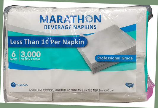 Marathon Beverage Napkins, 3000 Count