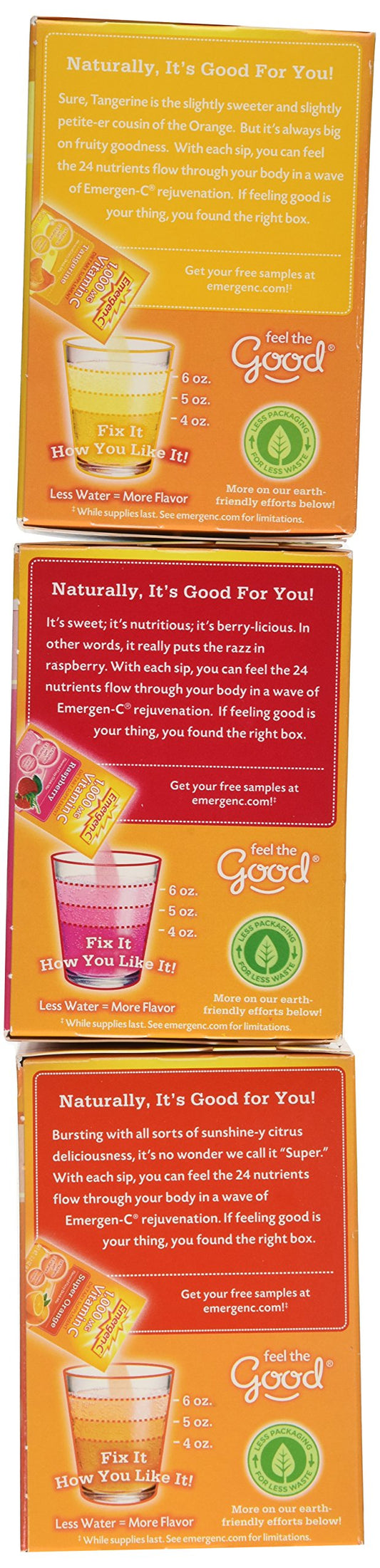Emergen-c Vitamin C 1000mg 90 Packets 3 Variety Cartons NET Wt 29.1 ounce (828g)