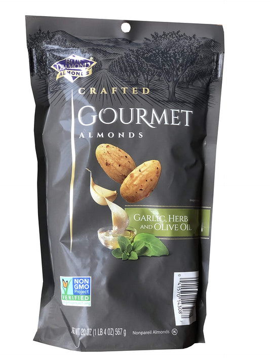 Blue Diamond Almonds Garlic, Herb & Olive Oil, Size 20 OZ - No Artificial Ingredients Kosher Vegan Yeast Free