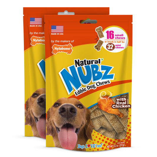 Nylabone Nubz Chicken Dog Treats, All Natural Edible Chew Treats for Dogs, Made in USA