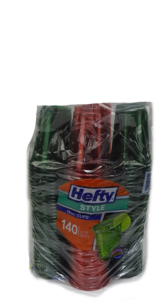 Hefty Basic Clear 2 Colors Hard Plastic 18 Ounce Disposable Holiday Cups, 140 Count