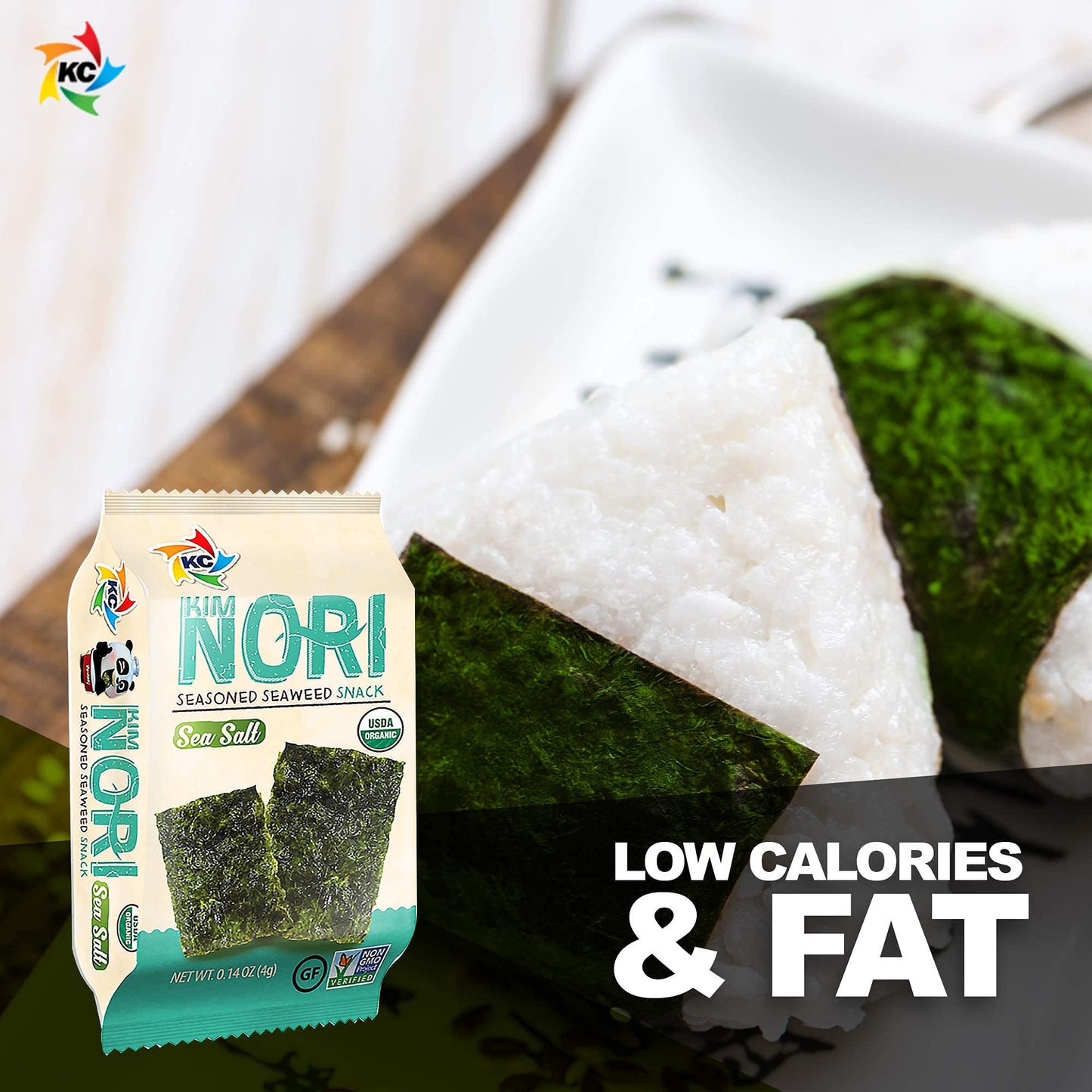 KIMNORI Seasoned Seaweed Snacks Sheets � Organic Sea Salt Flavor 24 Individual Packs Roasted Crispy Premium 100% Natural Laver Kim Nori 4g 0.14 Ounce ? ?? ?? ??