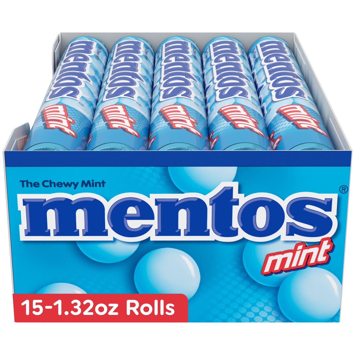 Mentos Chewy Mint Candy Roll, Mint, Non Melting, Party, 14 Count (Pack of 15) - Packaging May Vary