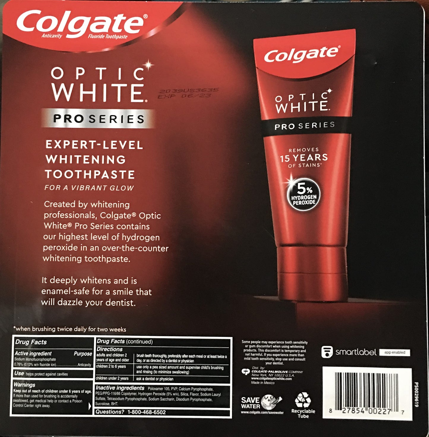Colgate Optic White Toothpaste Pro Series Stain Shield 3.3 Ounce (Pack of 4)