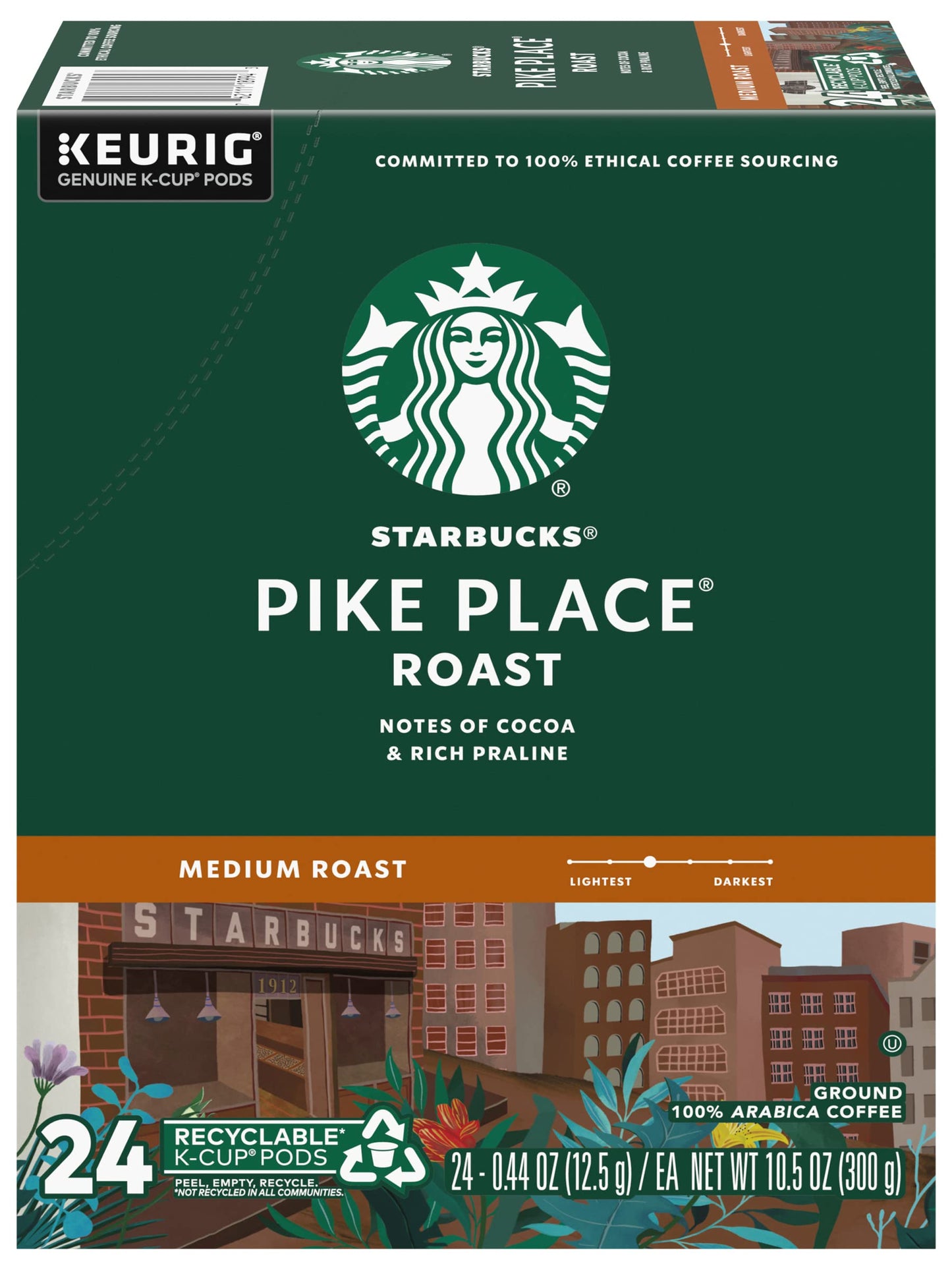 Starbucks Pike Place single serve capsules for Keurig K-Cup pod brewers, 24 Count (Pack of 3)