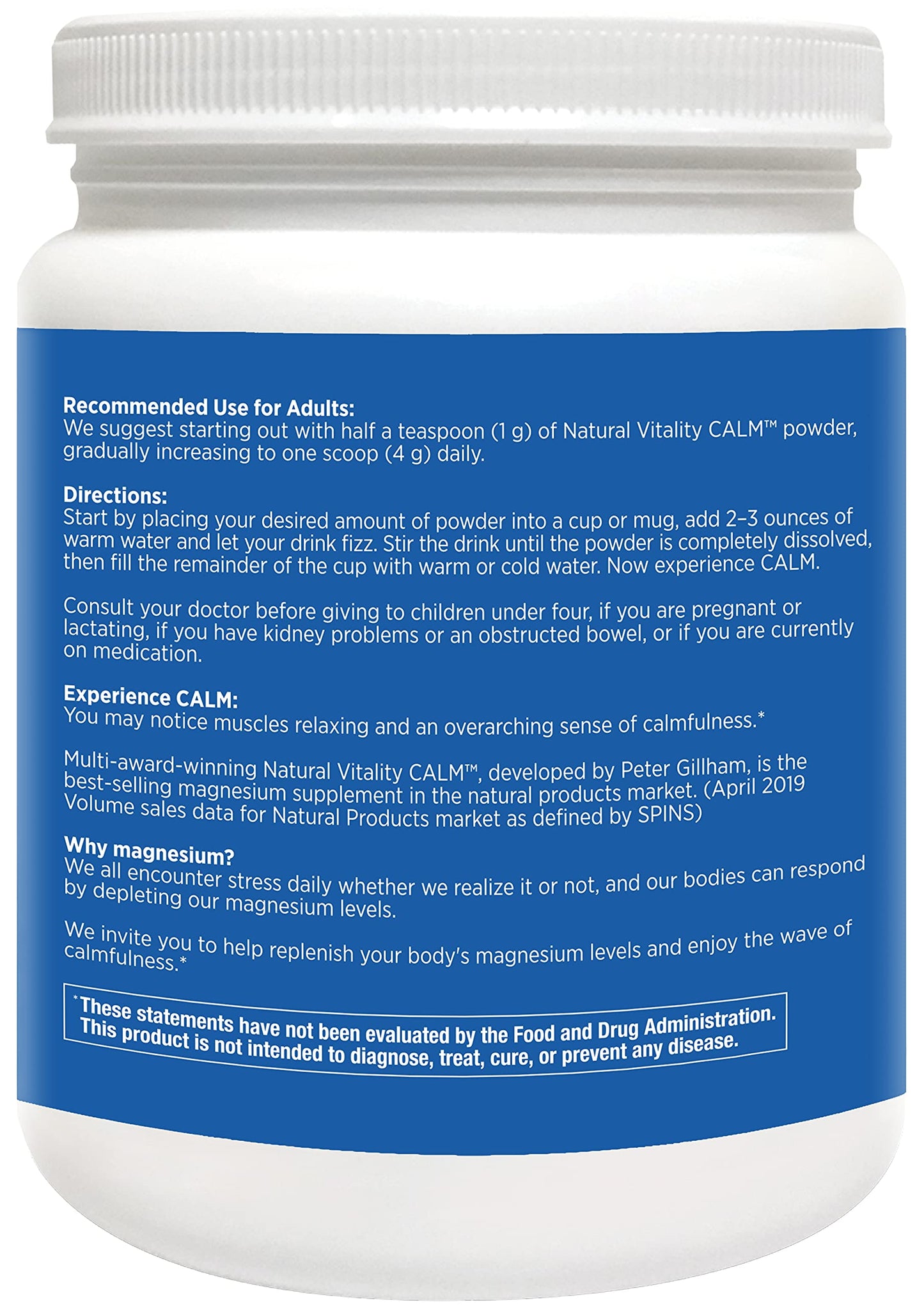 Natural Vitality Calm, The Anti-Stress Drink Mix, Magnesium Supplement Powder, Raspberry Lemon - 20 ounce