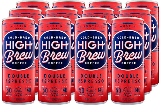 High Brew Coffee, Cold Brew, Double Espresso, 8 Fl Oz Can (Pack of 12) - Packaging May Vary