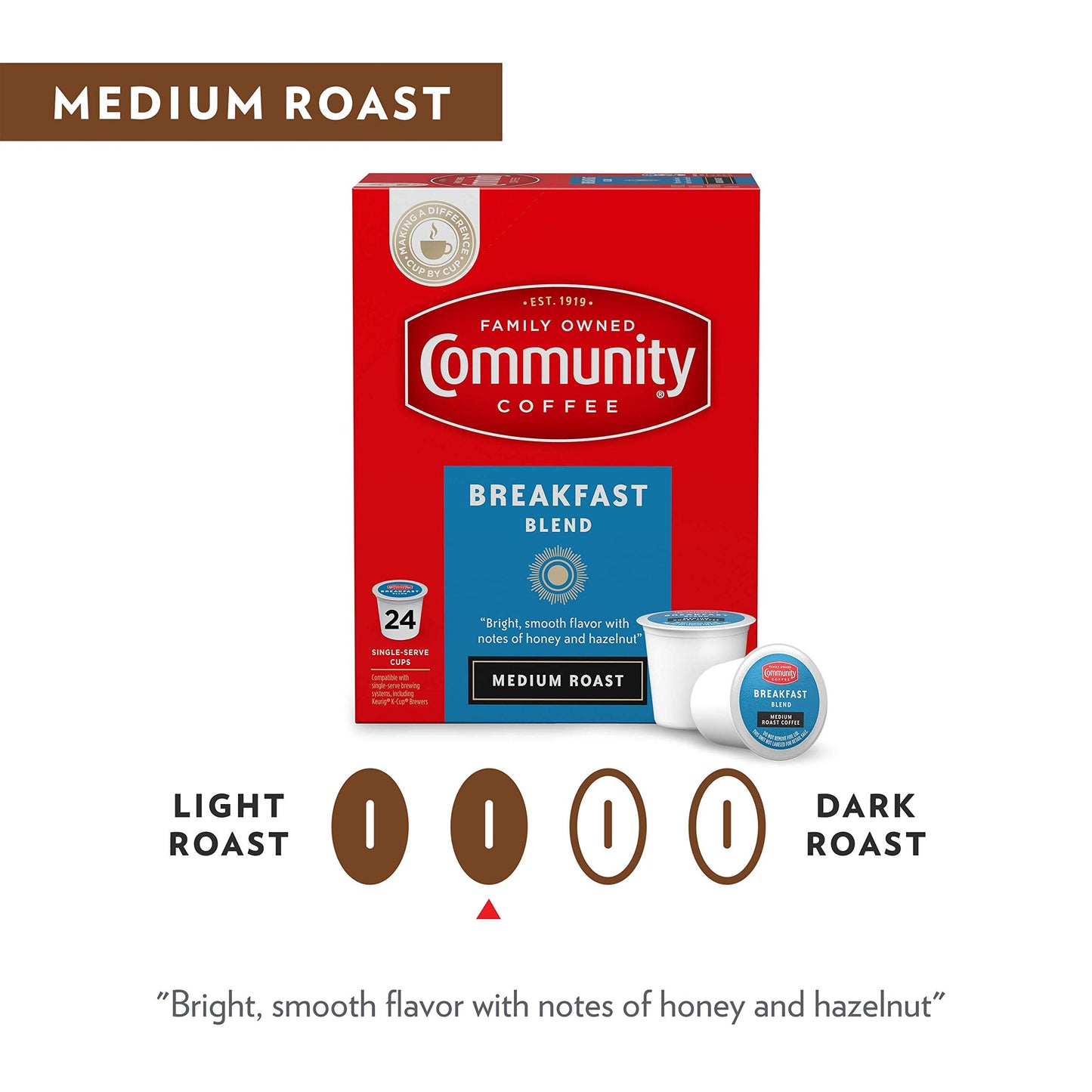 Community Coffee Breakfast Blend 80 Count Coffee Pods, Medium Roast, Compatible with Keurig 2.0 K-Cup Brewers, Box of 80 Pods