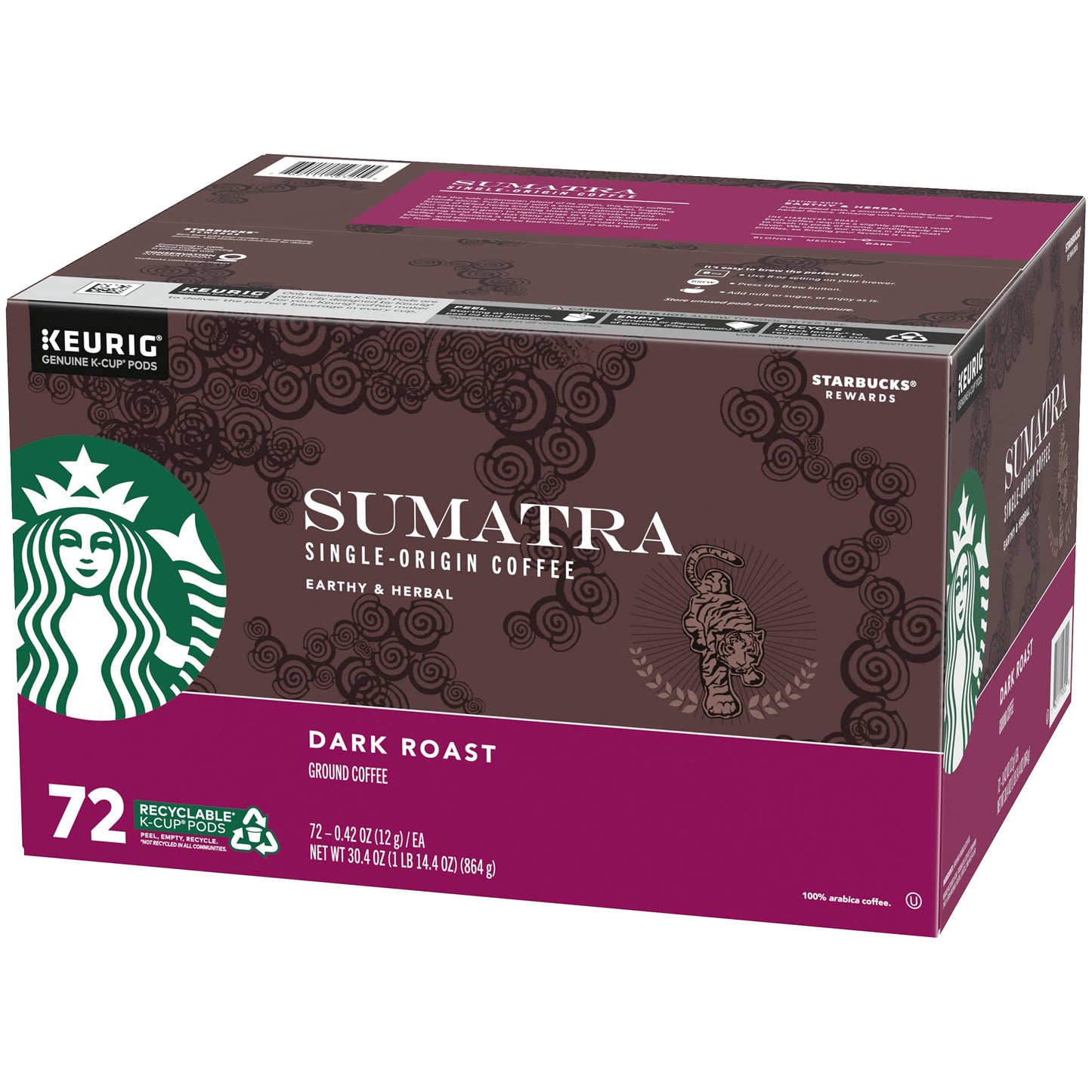 Starbucks 72 Count Sumatra Coffee, 0.41 Ounce