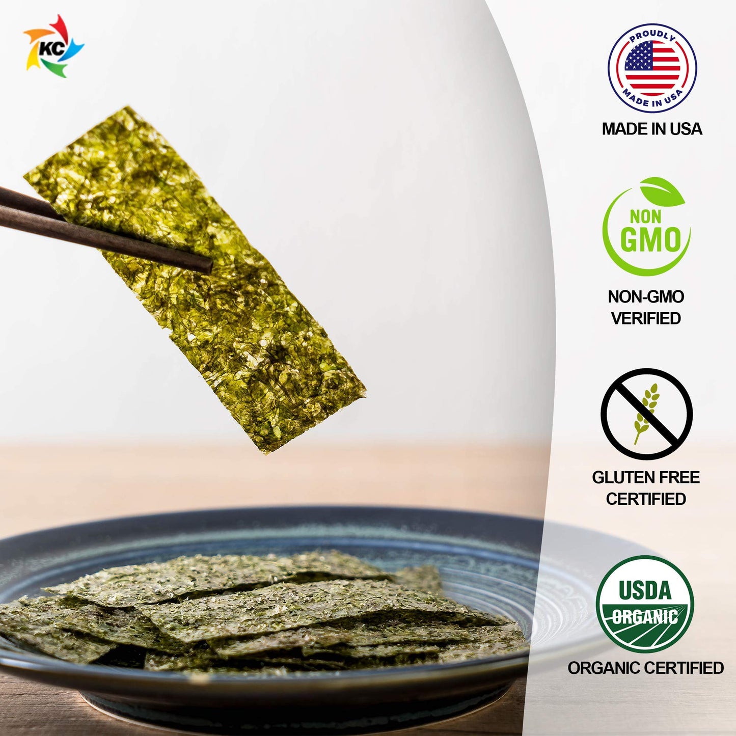 KIMNORI Seasoned Seaweed Snacks Sheets � Organic Sea Salt Flavor 24 Individual Packs Roasted Crispy Premium 100% Natural Laver Kim Nori 4g 0.14 Ounce ? ?? ?? ??