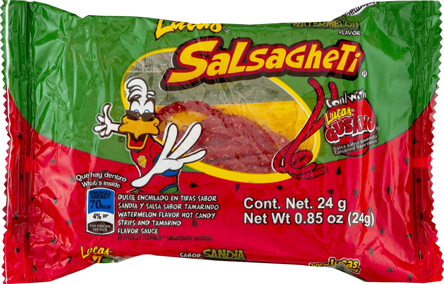Lucas Salsagheti Watermelon/ Tamarind, 12 Count (SUGAR CANDY - ETHNIC)