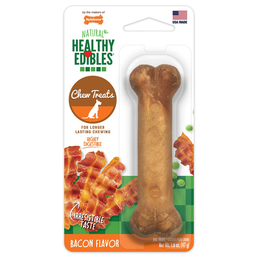 Nylabone Healthy Edibles All-Natural Long Lasting Bacon Flavor Chew Treats 1 Count Bacon Small/Regular