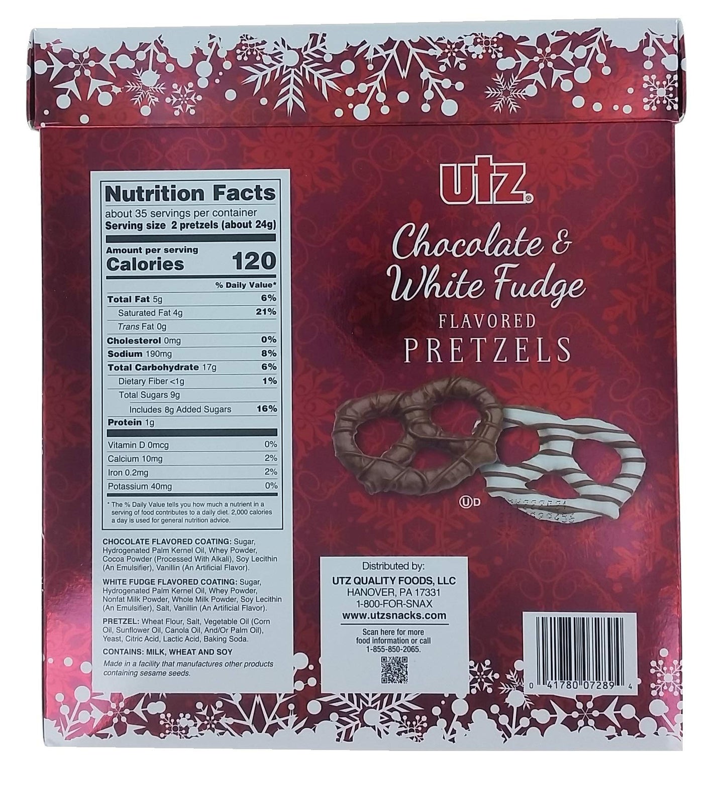 Utz Chocolate & White Fudge Flavored Pretzels 24 Oz,, ()