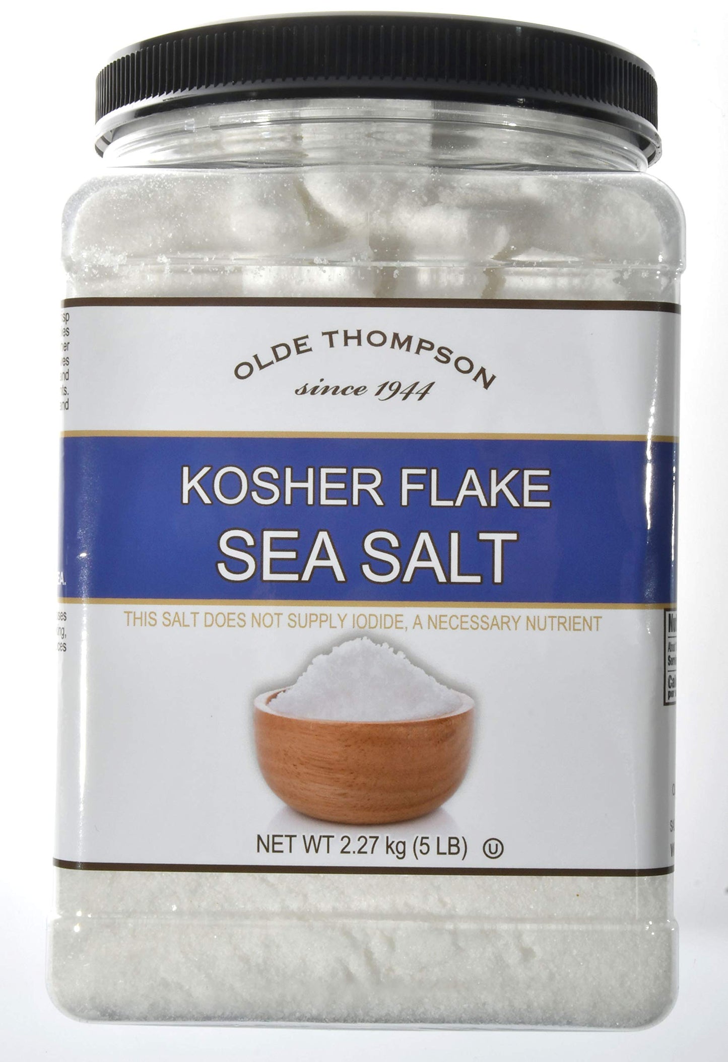 Olde Thompson Kosher Flake Sea Salt 5 lbs (2.27 kg Container) Mild Salt � Tastes Great with Spice Blends, Baking, and The Rims of Margarita Glasses