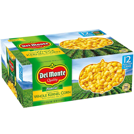 Del Monte Whole Kernel Corn Made With Fresh Cut With Natural Sea Salt 12/15.25 Oz Net Wt 183 Oz,, ()