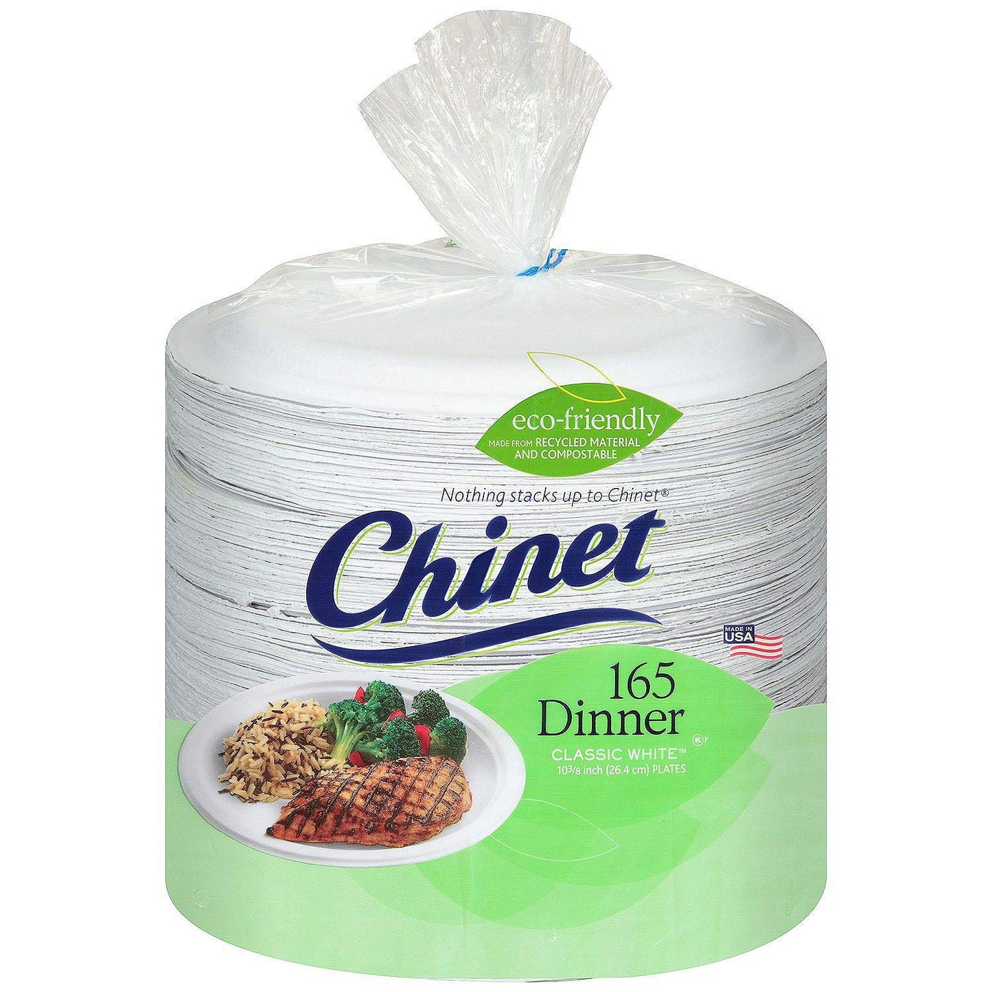 Chinet Classic White Paper Dinner Plates, 10 3/8 Inch, 165 Count (Pack of 2)