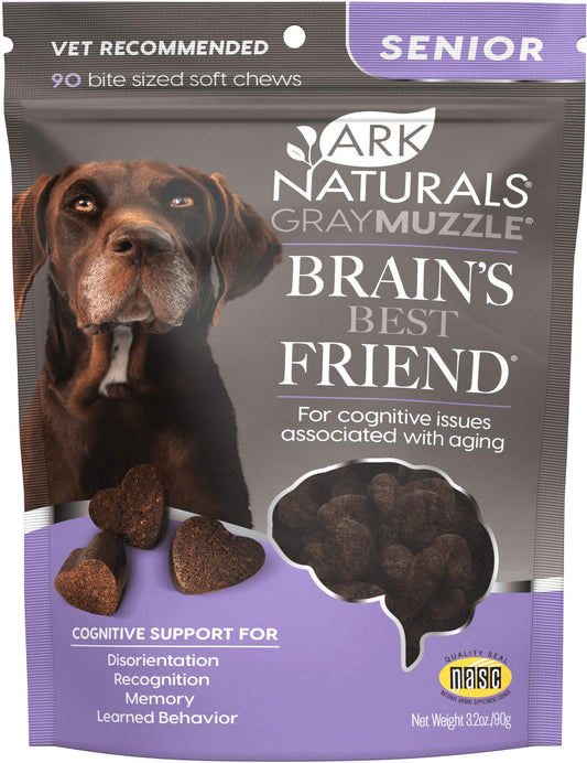 Ark Naturals Gray Muzzle Brain's Best Friend, Vet Recommended Soft Chews for Cognitive Issues Associated with Aging, 90 Count