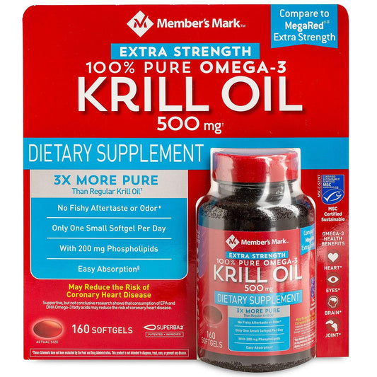 Member�s Mark Extra Strength 100% Pure Omega-3 Krill Oil (Pack of 2)