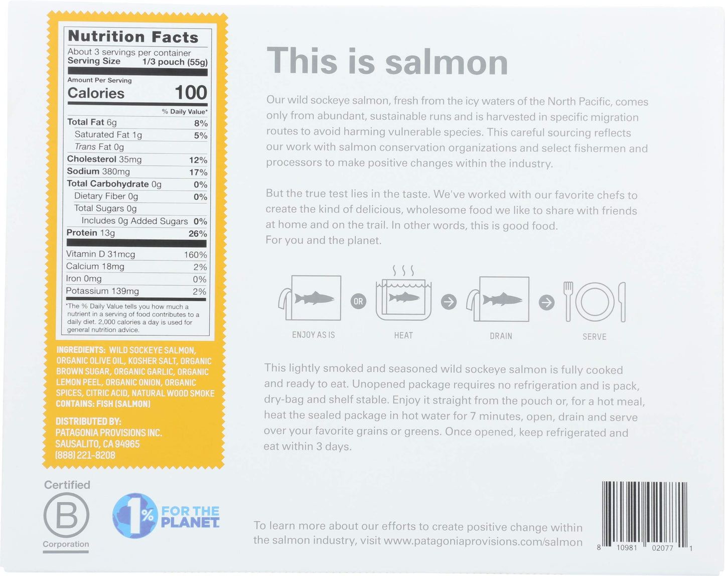 PATAGONIA PROVISIONS Lemon Pepper Wild Sockeye Salmon, 6 OZ