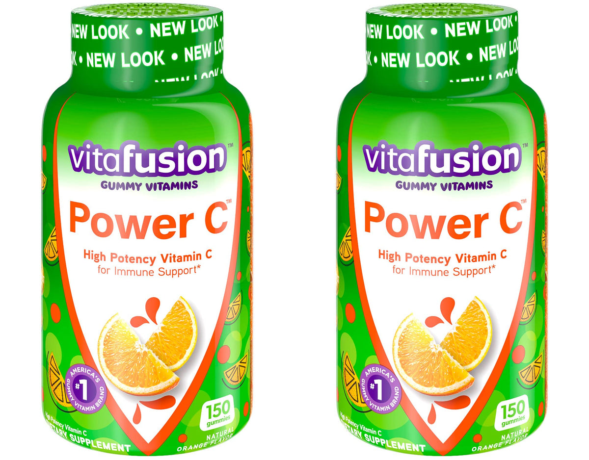 Vita Fusion Power C Adult Vitamins Immune Support Gummy of Natural Orange Flavor High Potency Vitamin C and Nutrition - 2 Pack of 150 Gummies Dietary Supplement