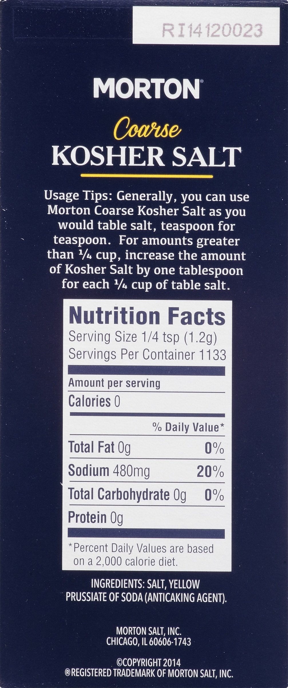 Morton Coarse Kosher Salt, 48.0 OZ