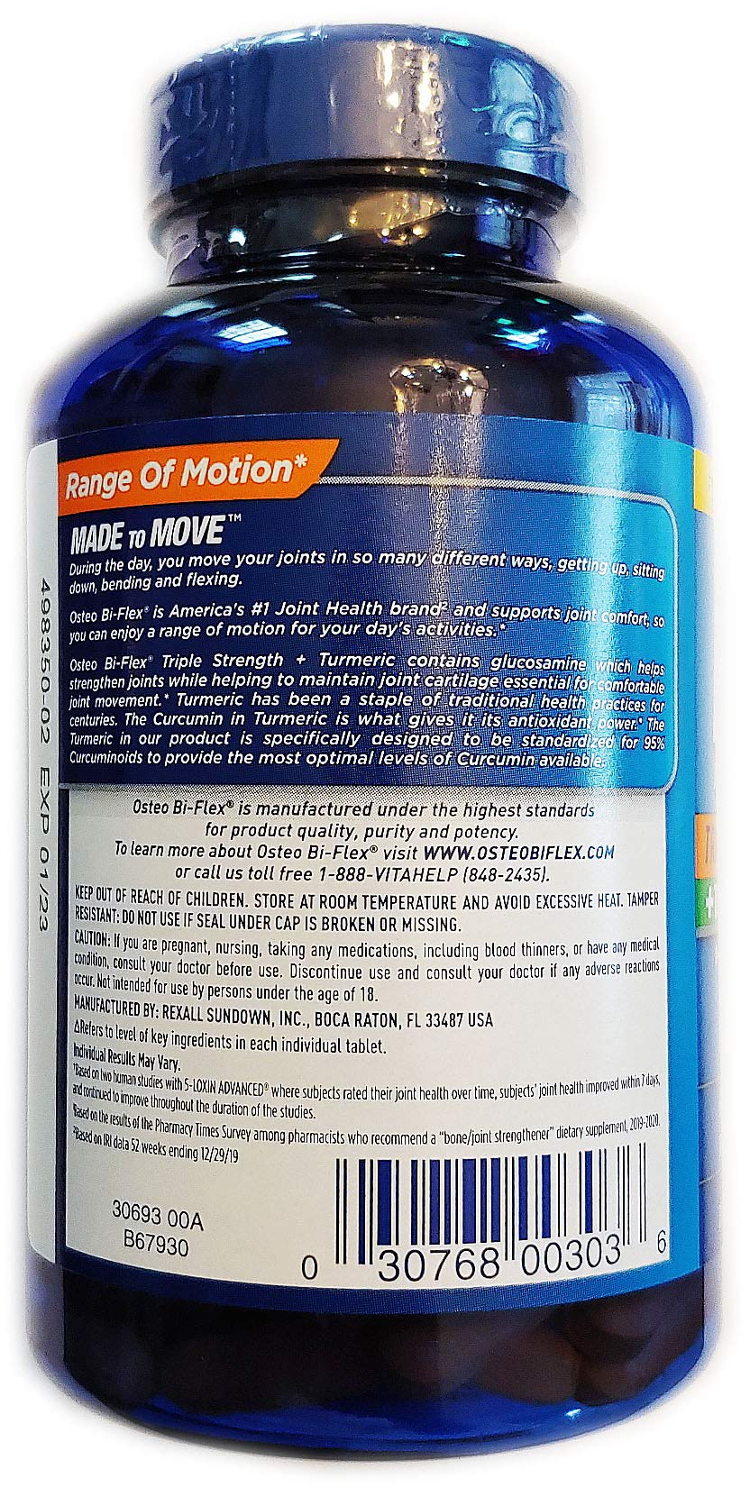 Osteo Bi-Flex, Triple Strength + Turmeric, 200 Tablets, with Glucosamine HCI and Turmeric Curcumin, Joint Supplement for Men and Women