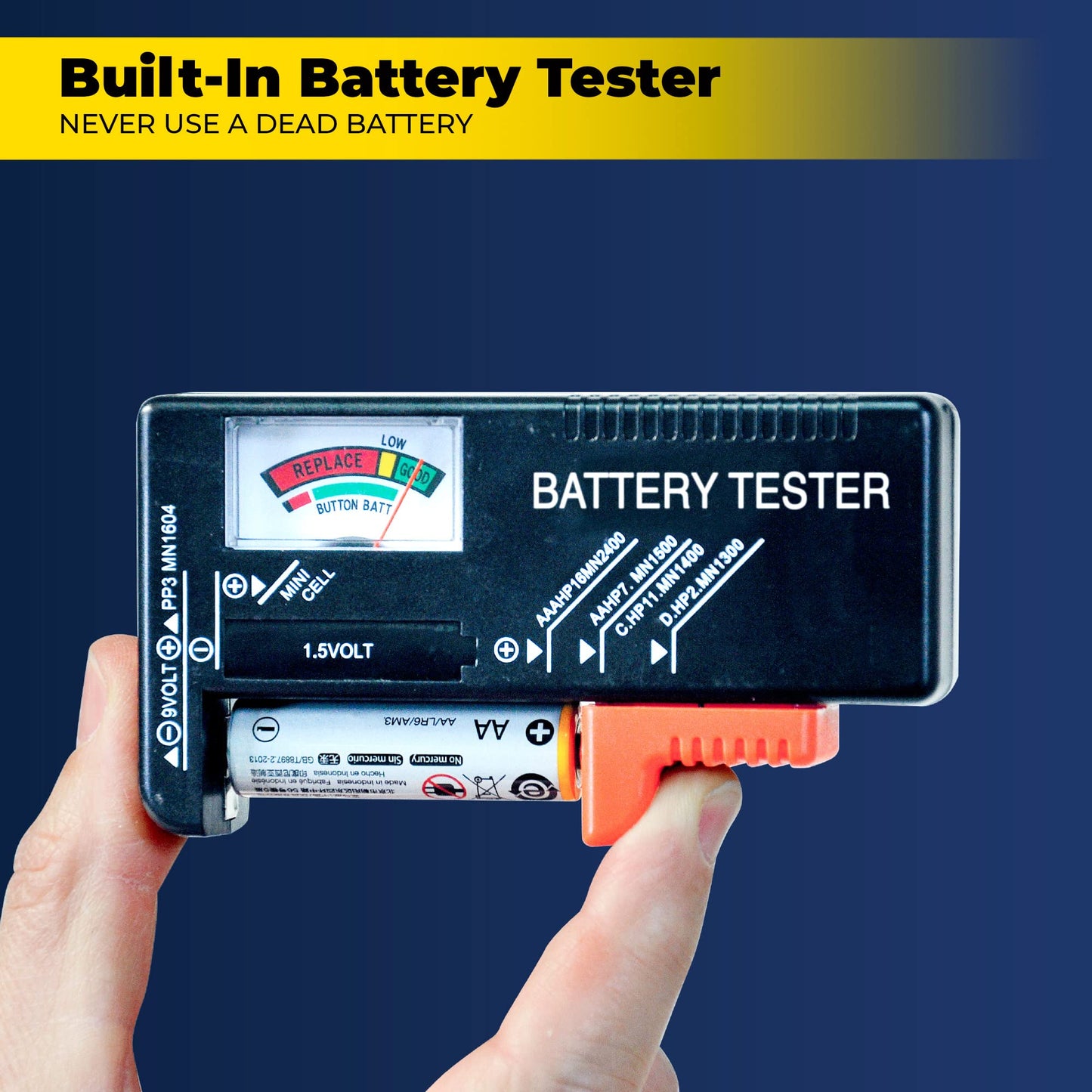 Ontel Battery Daddy 180 Battery Organizer and Storage Case with Tester, 1 Count, As Seen on TV