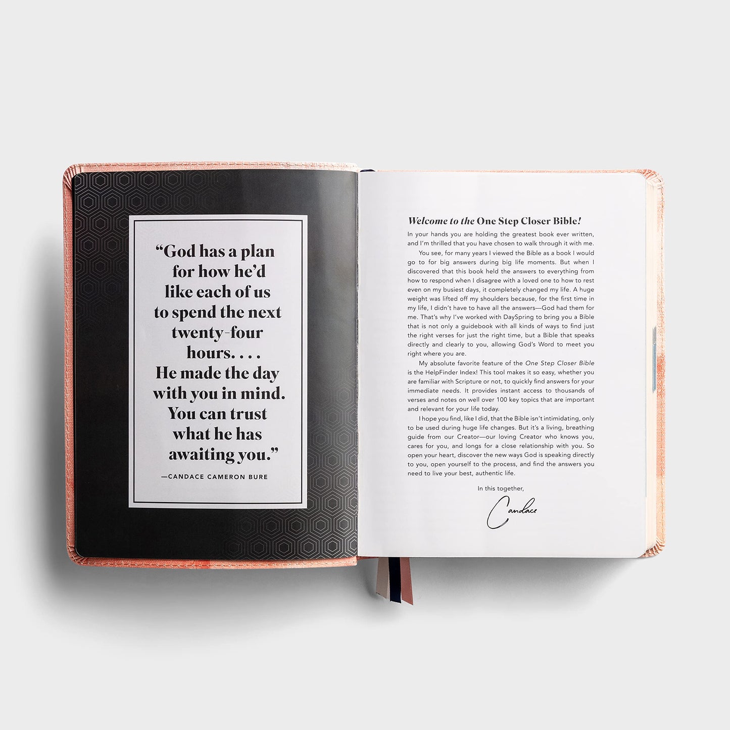 One Step Closer Bible NLT - Pink Watercolor Cloth [Leather Bound] Candace Cameron Bure
