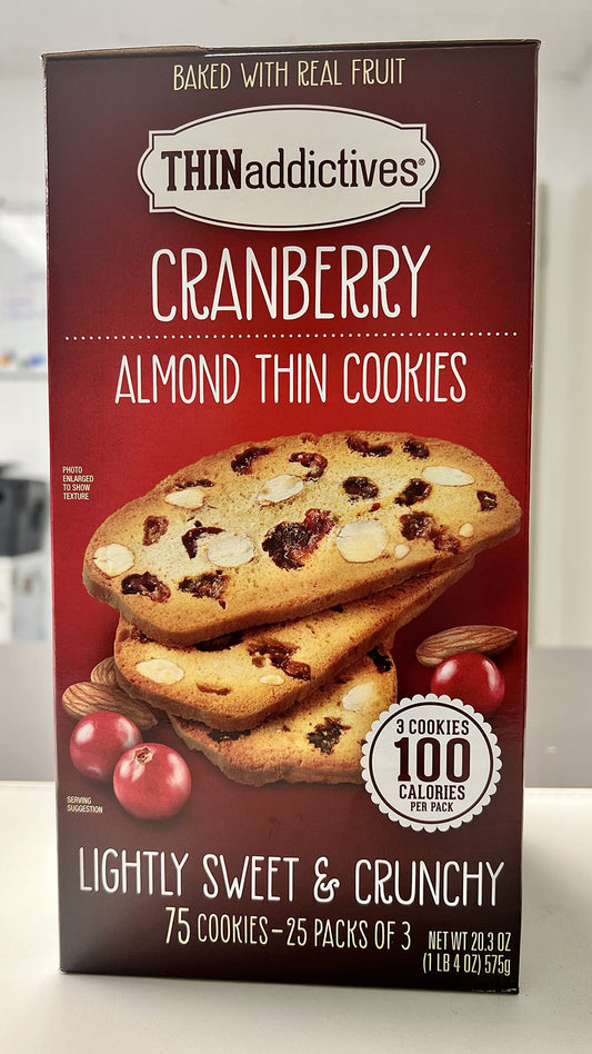 Thin Addictives Cranberry Almond Thins Crunchy 25 Pack 1 Box 1.27 LB - Bulk Savings