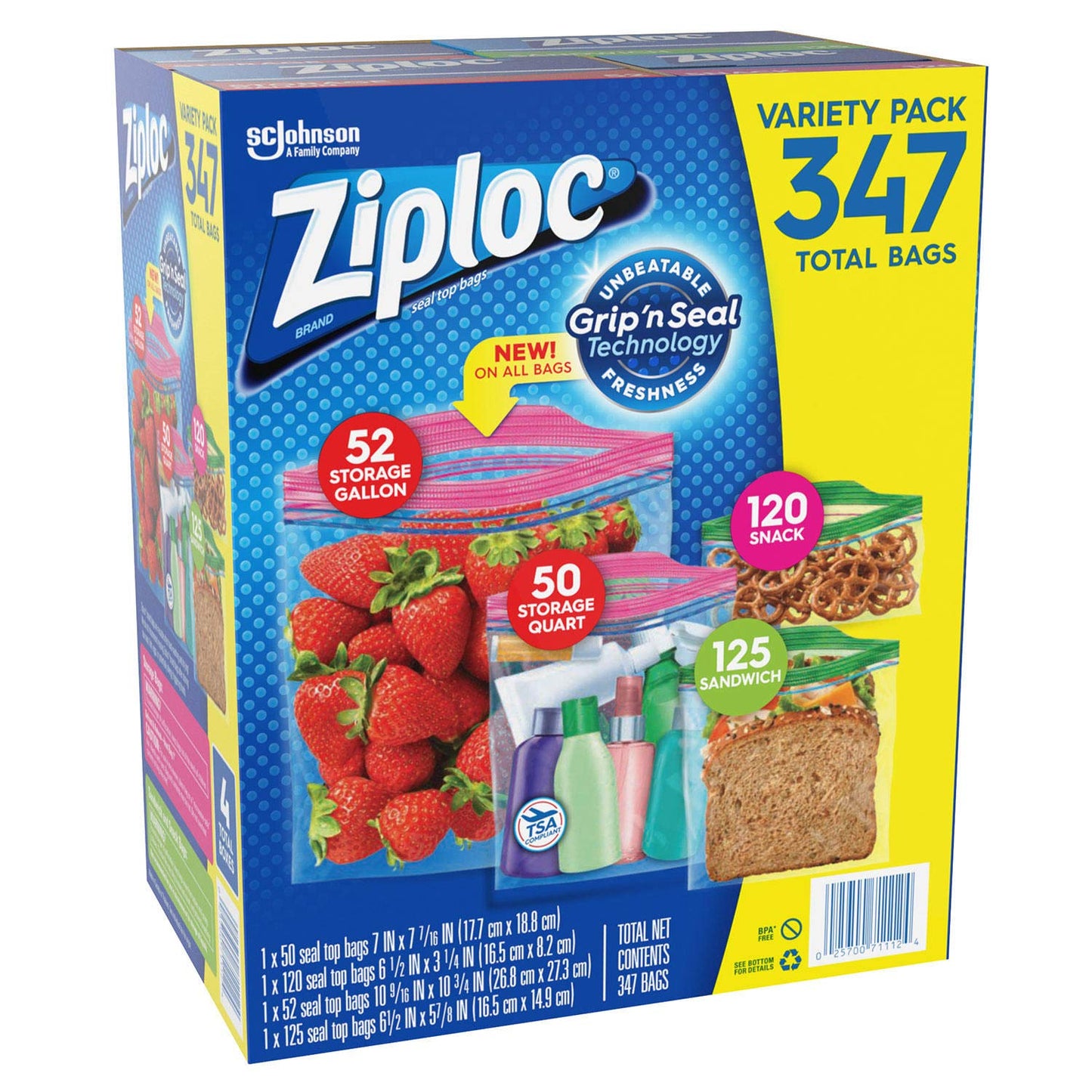 Ziploc Variety Bags Most Sizes (347 Variety Pack.)