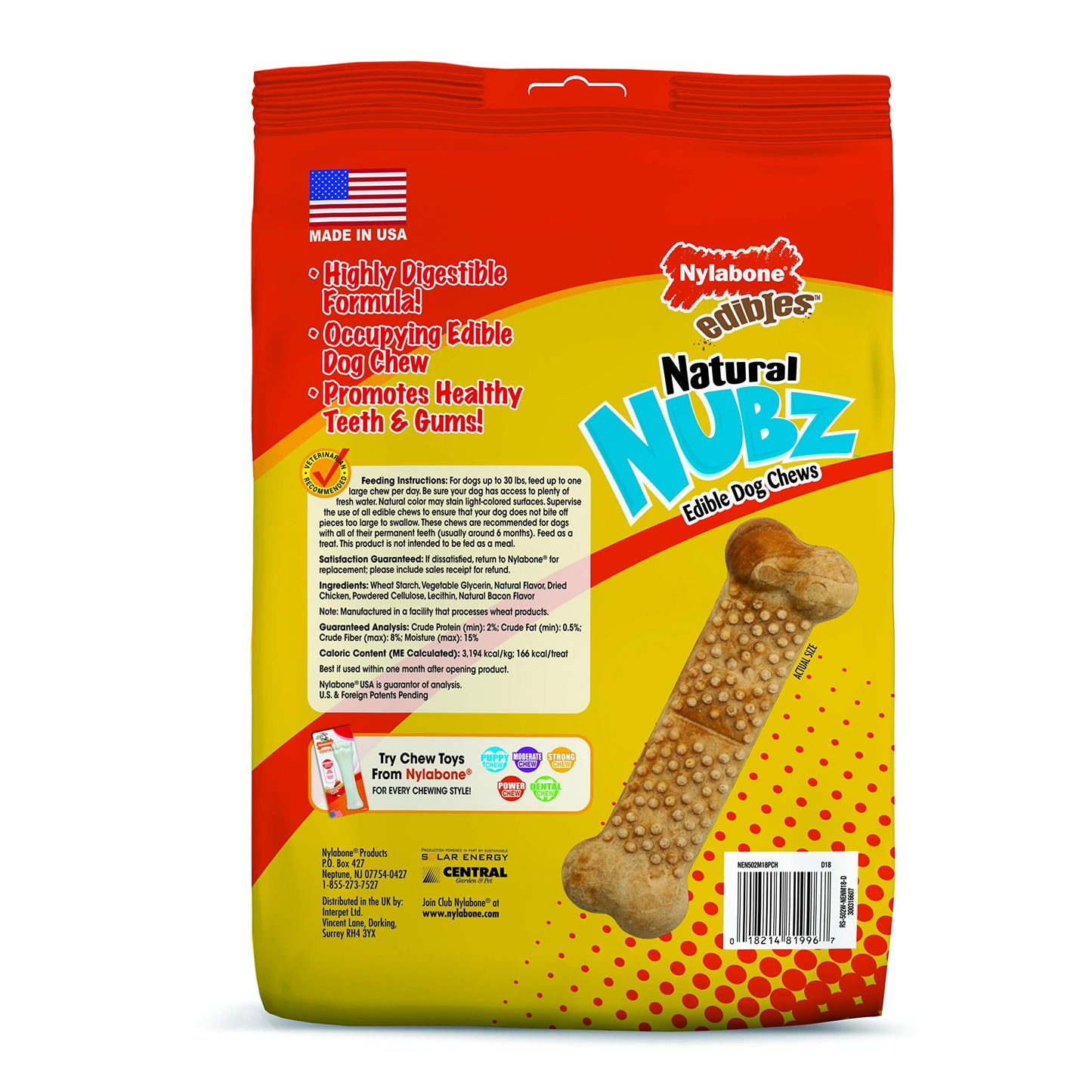 Nylabone Nubz Natural Dog Chews, Treats For Large Dogs, 18 Count