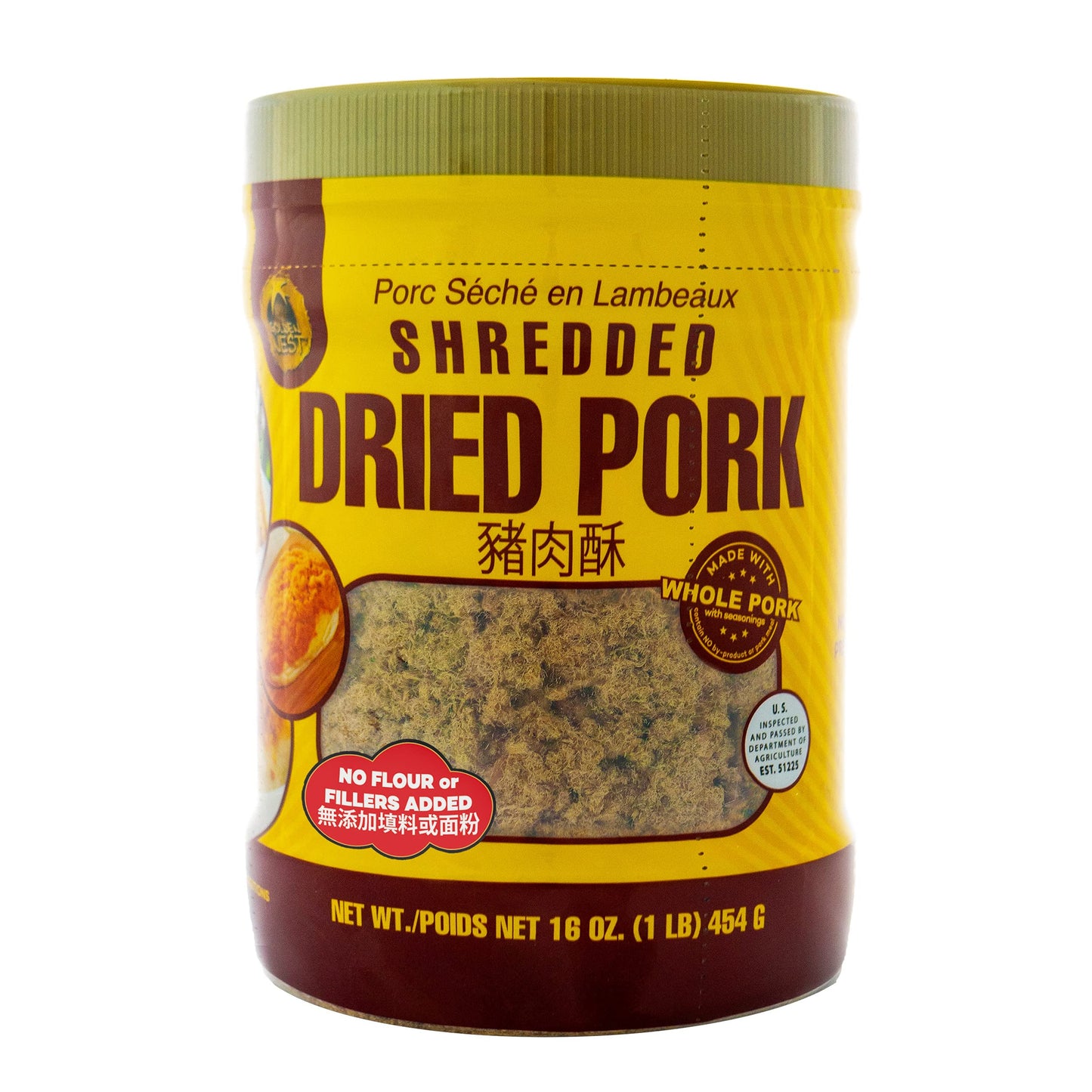 Golden Nest Shredded Dried Pork, Made with Whole Pork, Product of USA (16 oz)