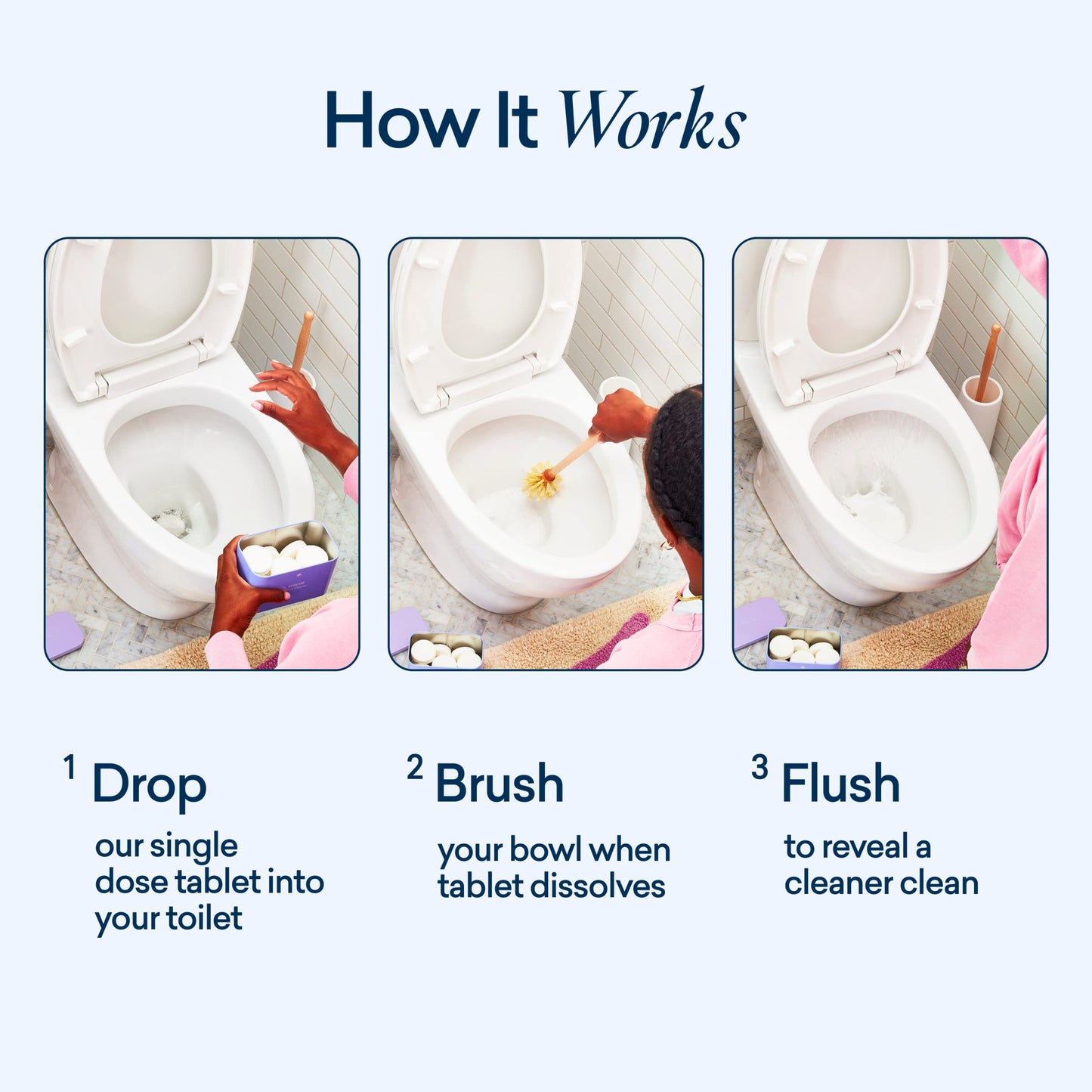 BLUELAND Toilet Bowl Cleaner Refill 2 Pack - Eco Friendly Products & Cleaning Supplies - No Harsh Chemicals, Plant-Based - Lemon Cedar - 28 tablets